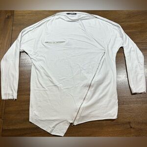 TOV Los Angeles Women’s Size 38 (US S) White Front Zipper Asymmetrical Shirt